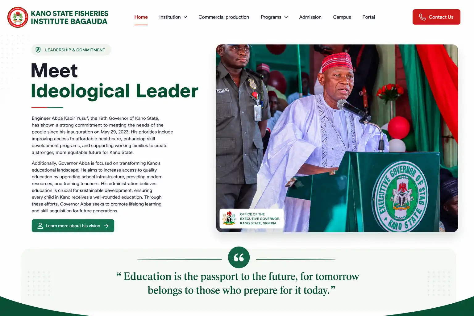 Bagauda School of Fisheries product interface