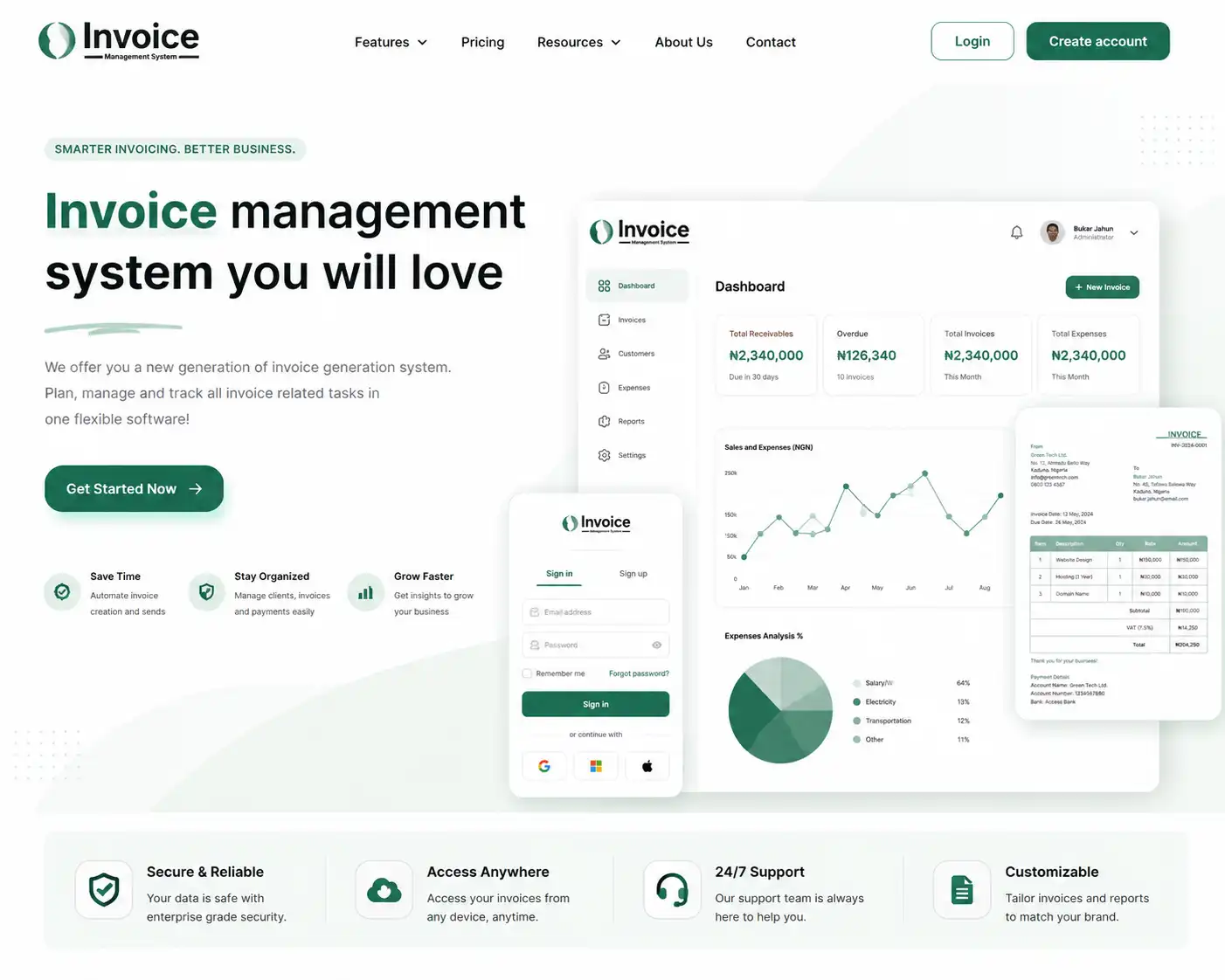 Invoice Management System product interface