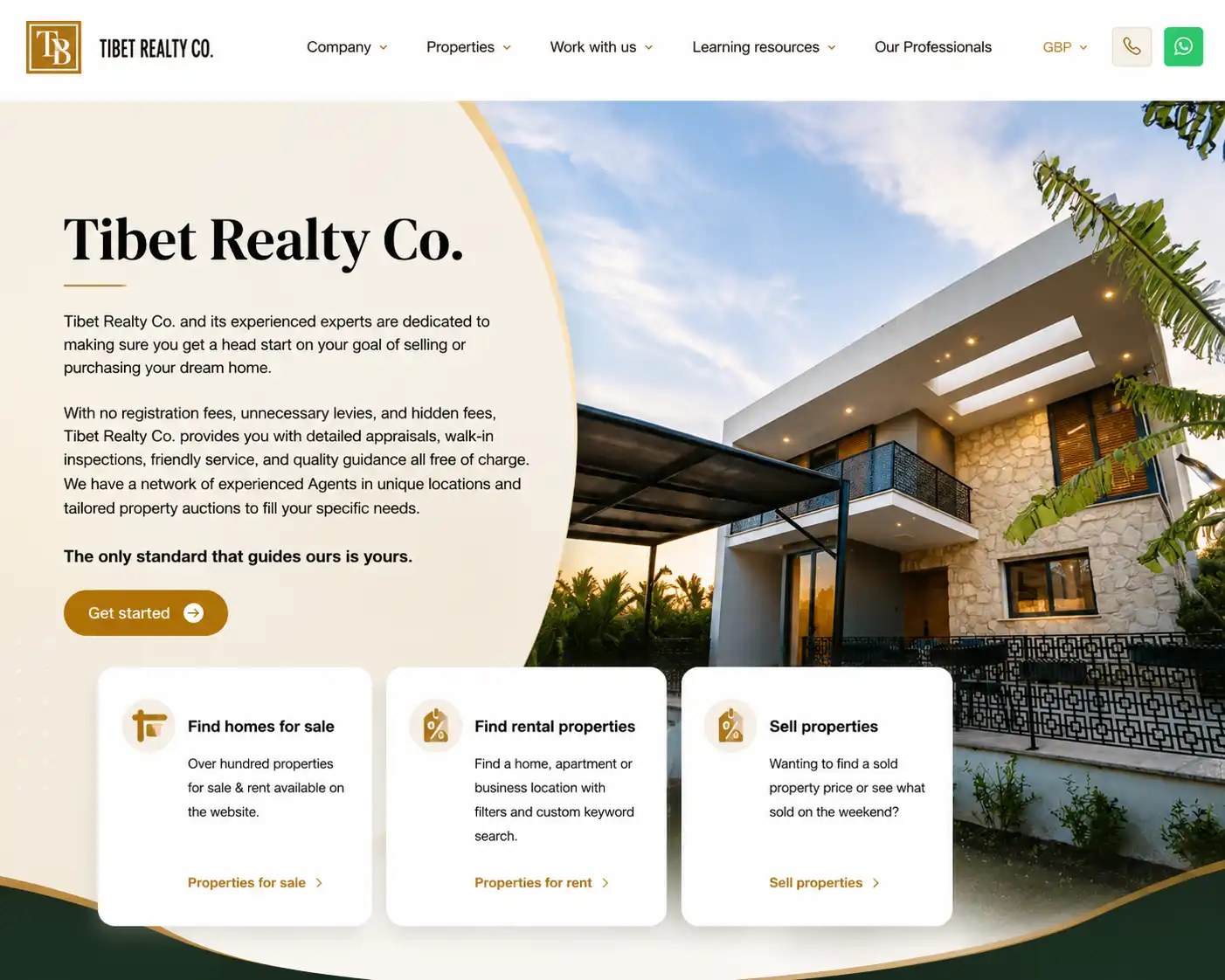 Tibet Realty Co. Platform product interface