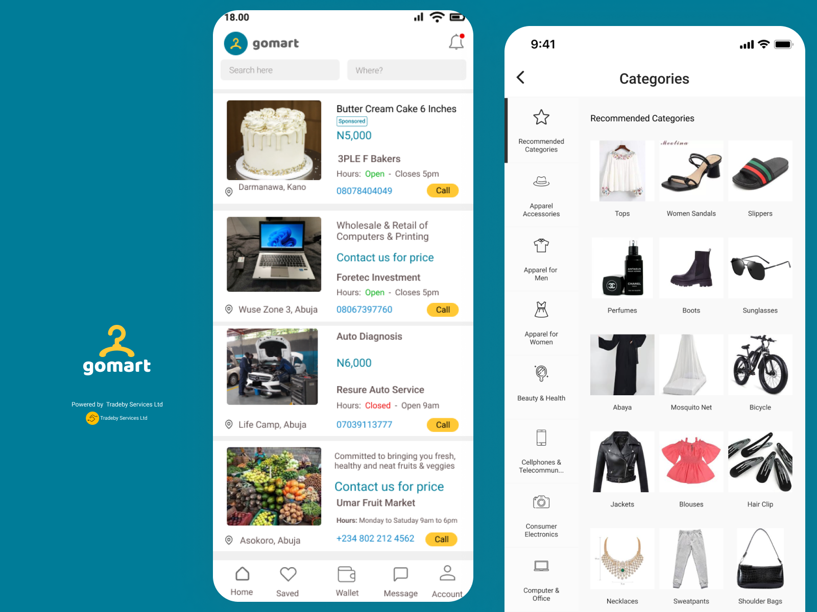 GoMart Mobile App interface