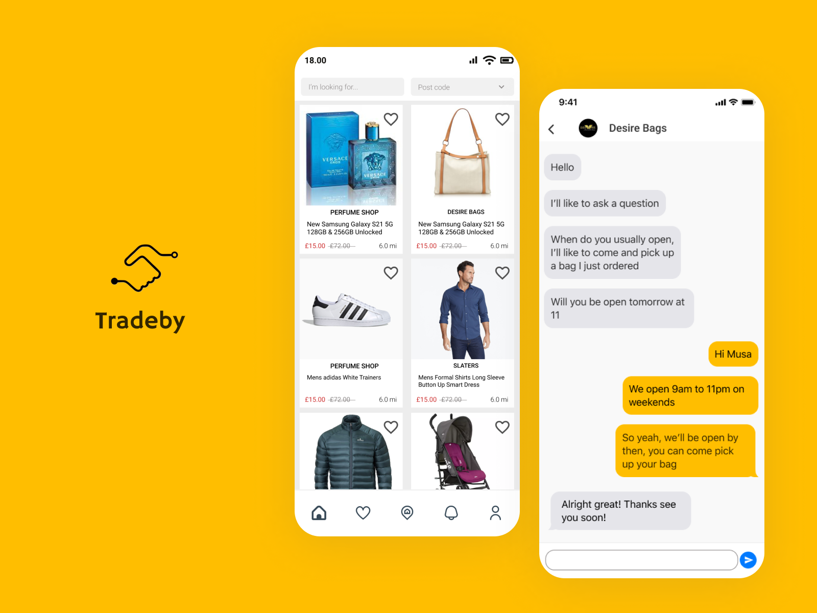 TradeBy Mobile App product interface